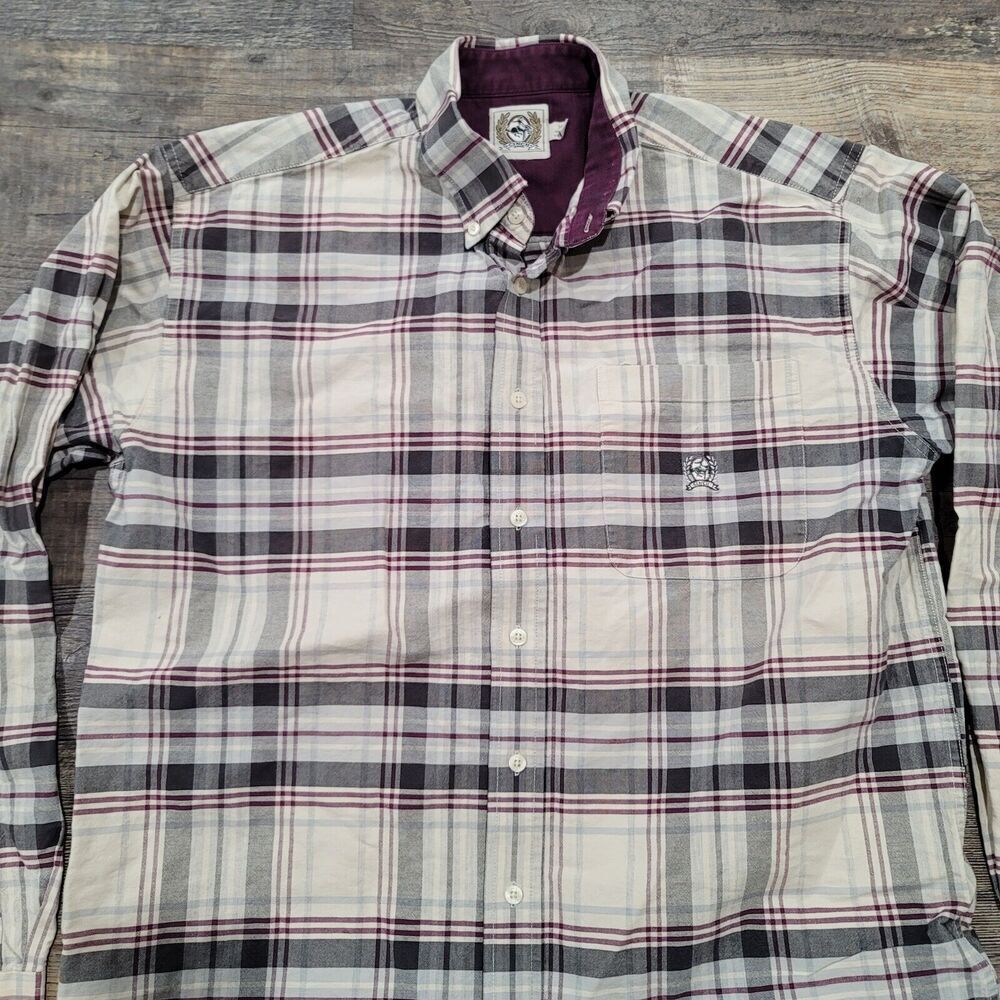Cinch Mens Medium Long Sleeve Western Rodeo Cowboy Button Up Shirt Plaid‎ Purple
